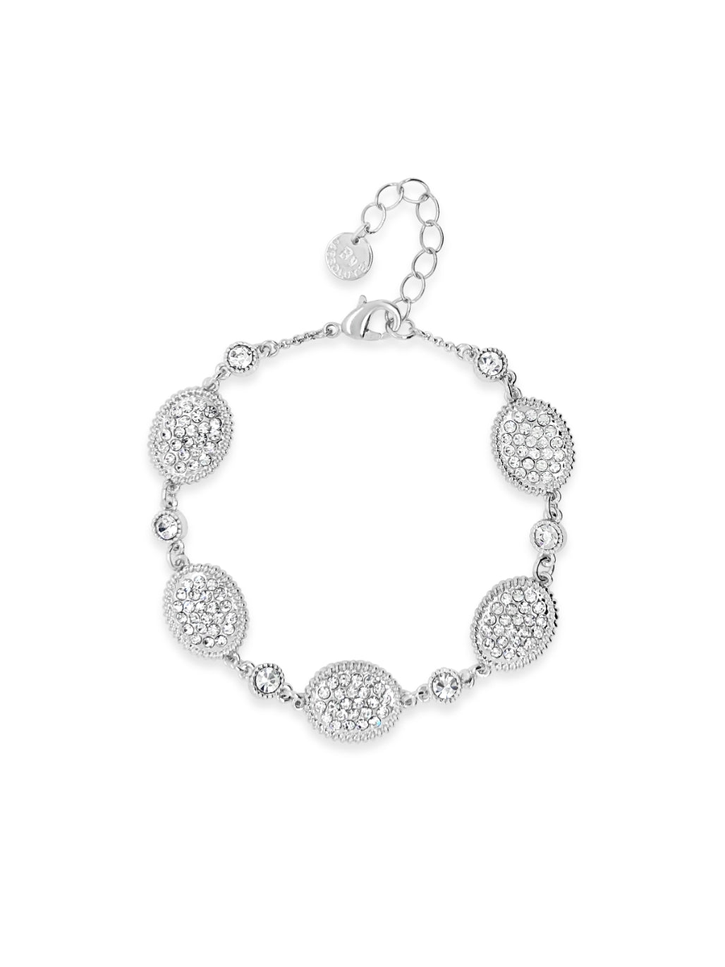 Rhodium-Plated Oval Crystal Bracelet
