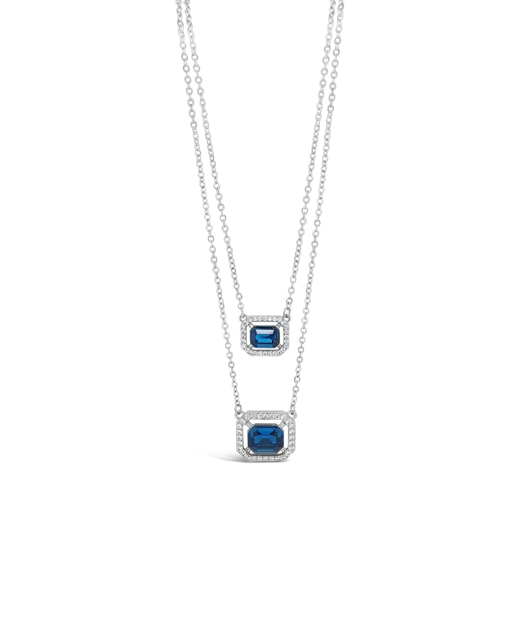 Double Row Chain With Blue Cluster Pendants