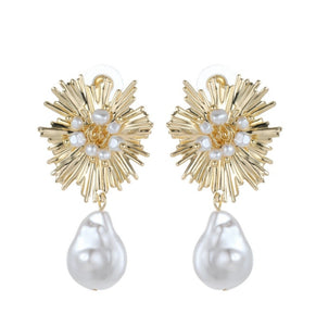 Yellow Gold Plated Statement Pearl Drops