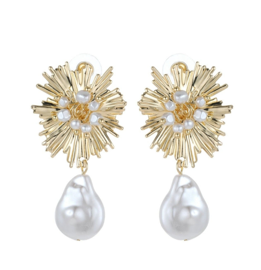 Yellow Gold Plated Statement Pearl Drops